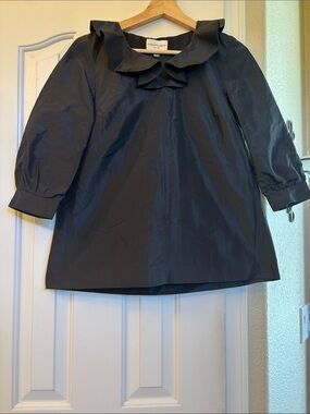 Charlotte Brody New York Black Ruffle Collar Blouse